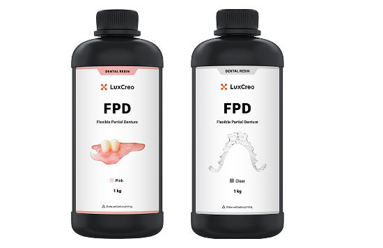 LuxCreo FPD flexible partial denture resin — Pink and Clear